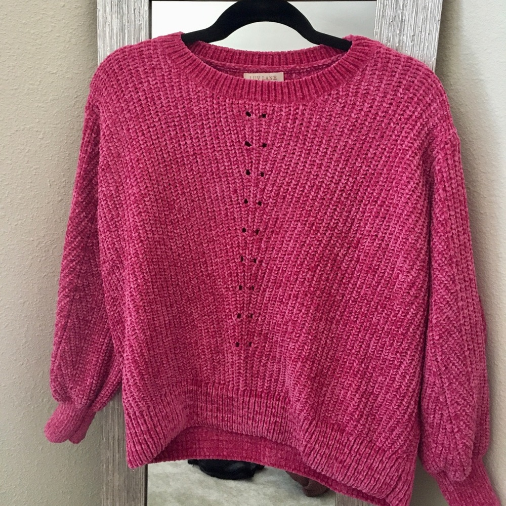 M Hot pink chenille sweater